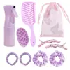 Fornecedor Direto do Fabricante Guangzhou Wanmei Frasco Spray Escova de Shampoo Pente de Shampoo Elástico Presilha Pinça de Jacaré Pente Massagem Conjunto Roxo