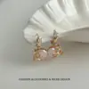 Pendientes de Corazón Rosa y Estrella de Zirconia para Mujer, Personalidad Dulce y Fresca, de Alta Gama, Versátiles, de Moda y Tendencia