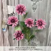 Flor Artificial Única de Dália com 5 Cabeças de Tamanho Médio Flor de Seda Artificial Arranjo de Chão para Casamento Flor de Plástico Arranjo de Casamento