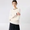 Juvenil y vibrante sin ser ostentoso~ Elegante suéter de cachemir con bloques de color y cuello semi-alto para mujer, tejido de punto de corte holgado, jersey versátil