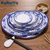 Kaiboya Prato Redondo Imitação de Porcelana Azul e Branco Prato Redondo de Melamina Prato de Louça de Plástico Prato de Restaurante Chinês Prato de Frutas Comercial