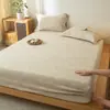 Sábana Bajera Ajustable Jacquard de Lino y Algodón Wabi-Sabi Clase A Pieza Única Juego de Tres Piezas de Algodón Puro Ropa de Cama Sencilla para Casa de Huéspedes