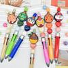 Nueva serie navideña transfronteriza goma suave perlas perlas quemadas accesorios decorativos bolígrafo de dibujos animados hecho a mano con cuentas al por mayor