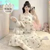 Camisola Estilo Princesa para Mulheres no Verão com Bojo, Camisola de Alcinha com Renda e Xadrez Estilo Coreano, Tamanho Grande Roupa de Casa em Algodão Nuvem