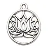 Accesorios de Joyería de Aleación DIY 11 Estilos Plata Antigua Yoga Loto Redondo Hueco Colgantes para Collares Pendientes Dijes Adornos