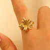 Anillo de Acero Inoxidable Transfronterizo Exagerado Moda Geométrico Abierto Gota de Aceite Anillo para Dedo Índice Dorado 18K Lujo Ligero Joyería de Alta Gama
