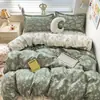Cáñamo de Origen Vegetal Algodón Cepillado Espeso Algodón Lavado Algodón Amigable con la Piel Juego de Cuatro Piezas Funda de Edredón Individual Dormitorio de Estudiantes Juego de Tres Piezas