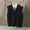 Colete de Lã Marrom com Decote V para Primavera e Outono Masculino Marca Tendência Ins Malha Solta Casual Sem Mangas Estilo Coreano Malha Tendência