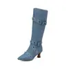 Botas Europeas y Americanas para Mujer de Tallas Grandes, Botas de Piel Puntiagudas, Tacones Altos de Amazon, Tacones de Aguja, Botas de Piel con Cremallera, Botas Altas