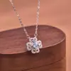Collar de Plata de Ley S925 Trébol de Cuatro Hojas para Mujer Cadena de Clavícula de Cristal Natural de Alta Gama Lucky Topacio Peridoto para Mujer