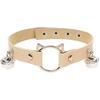Cuero de PU Ecológico Moda Europea y Americana Cabeza de Gato de Dibujos Animados Collar con Cascabel Estilo Punk Oscuro Gargantilla para Mujer