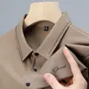 Camisa Polo Masculina de Seda de Gelo Manga Curta Gola Lapela Verão Estampa Quente Masculina Tamanho Grande Camiseta de Meia Manga Terno de Pai Fino