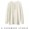 Ropa de mujer transfronteriza 2026 otoño nueva moda casual estilo perezoso tejido liso simple cuello redondo manga larga suéter top