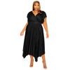 N7823 Ropa de Mujer Transfronteriza Europea y Americana Amazon 2023 Primavera y Verano Cuello en V Manga Hoja de Loto Plisado Vestido de talla grande Vestido