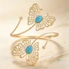 Pulseira de Braço Flor Borboleta Vazada Mais Vendida da Amazon, Pulseira Aberta Ajustável Cravejada de Diamantes, Joia de Mão Estilo Feriado Europeu e Americano