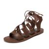 Amazon Shoes Romanos boêmios de praia transfronteiriços novos sandálias de verão de tira cruzada planas tamanho grande 41-42