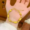 Loja de Ouro Mesmo Estilo Ouro Areia Rico Fortuna Trevo de Quatro Folhas Cabacinha Olho de Gato Pulseira para Mulheres Moda Versátil Esmalte Cristal Pulseira