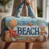 Nueva Marca Independiente Serie Hawaiana Bolso de Viaje Acolchado de Algodón, Bolso de Yoga para Mujer Estampado de Moda, Bolso de Mano