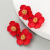 Brincos de flores multicamadas, pequenos, frescos, doces e elegantes, da moda sul-coreana, para mulheres, com liga metálica, simples e populares, brincos de pino de prata
