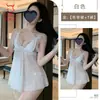 Lingerie Sexy Puro Desejo Renda Laço Flor Bordado Alças Camisola Renda com Pérola Transparente Pijama Erótico 2327