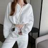 Outono e inverno preguiçoso estilo cintura alta suor curto conjunto de duas peças para mulheres Ins Design Stylike terno de manga comprida