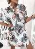 Vestido de verano holgado de talla grande con estampado de pintura de tinta y manga corta para mujer, talla grande, estilo Amazon 2020