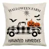 Nueva Funda de Almohada de Halloween Amazon Transfronteriza Lino Calabaza Funda de Almohada para Sofá del Hogar Cojín de Dormitorio