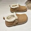 Nueva colección de invierno: Mocasines estilo Birkenstock forrados de felpa para mujer, con forma de patata pequeña, engrosados y cálidos, botines cortos mullidos y botas de nieve de suela gruesa