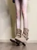 Versión en stock~Botas hasta la mitad de la pantorrilla 2026 nuevo estilo elevación interior punta redonda alta moda versátiles Botas vaqueras holgadas Botas de jinete arrugadas