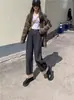 Calça Jeans Reta de Cintura Alta para Mulheres, Novo Estilo 2025, Forrada com Lã, Primavera e Outono, Tamanhos Grandes, Caimento Solto, Calça Emagrecedora, Tendência