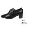 Zapatos de Mujer Estilo Europeo y Americano Nuevos Otoño 2025, Zapatos de Salón Individuales Retro con Cordones y Punta Fina, Tacones Altos Gruesos, Zapatos de Exportación Talla Grande al por Mayor