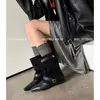 Botas estilo jeans~Diseñadas en estilo coreano, elegantes y a la moda, estilizan, hechas de cuero genuino mate, botas western para mujer