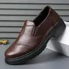 Zapatos de Hombre de Punta Redonda de Gama Alta, Nuevos Zapatos de Cuero para Hombre de Otoño, Transpirables de Moda Versátiles con Suela Gruesa, Zapatos Casuales de Negocios