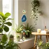 Ágata Natural Gravilla Cristal Colgante Pequeño Encanto Campana de Viento Hecha a Mano Colgante para Jardín Interior Adorno de Bola de Cristal