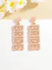 Brincos de Liga de Diamante com Contas de Arroz e Letras em Inglês, Moda Europeia e Americana Nova, Simples e Elegantes, para Mulheres