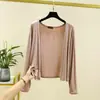 Nuevo cárdigan fino de manga larga para mujer primavera-verano, chaqueta estilo chal, abrigo de algodón modal con protección solar, camisa ajustada para aire acondicionado