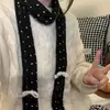 Bufanda de Punto Pequeña con Lunares y Lazo Dulce Coreano para Mujer en Otoño e Invierno Bufanda Cálida Versátil Fina Suave Retro Cera