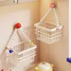 Cesta de almacenamiento de jengibre y ajo para cocina, multifuncional, estante de almacenamiento de pared sin perforaciones, organizador de condimentos, cesta de almacenamiento