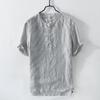 1859 verano casual interior y exterior camisa corta hombre raya lino fina transpirable manga corta camisa hombre generación de cabello
