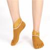 Fabricante Comercio Exterior Nuevos Calcetines de Yoga de Encaje con Cinco Dedos Antideslizantes de Algodón Peinado Calcetines de Piso Fitness Yoga Calcetines Deportivos