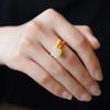 Anel Aberto Elegante Retro de Prata Esterlina S925 Ouro 18K Natural Hotan Orquídea Esmalte Dourado Fosco