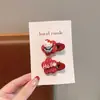 Clip para el pelo rojo de Año Nuevo para niños, clip lateral de tela con gato de dibujos animados para niñas, clip lindo que no daña el flequillo, clip para el pelo de bebé