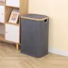Cesta de lavandería sucia de tela Oxford, cesta de almacenamiento plegable con marco de bambú, cesto de lavandería con bolsa de malla, almacenamiento de juguetes y snacks
