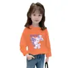 Camiseta de Algodão Puro para Meninas de Manga Longa, Estilo Infantil com Gola Redonda para Primavera, Outono e Inverno, Nova Camisa Base para Roupa Externa, Top Estilo Ins