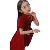 Novo Vestido Infantil Estilo Chinês, Vestido de Princesa de Verão para Meninas, Fantasia de Desfile Estilo Antigo para Menina Pequena Anfitriã Vermelha