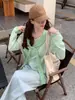 Cardigan de Tricô com Listras Azuis, Soltinho, Manga Longa, Protetor Solar para Mulheres, Lindo e Único Xale Outerwear para Outono