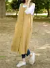 Gola Redonda Uniboto Cor Sólida Sem Mangas Aparência Emagrecedora Saia Evasê 2025 Novo Estilo Japonês Vestido Colete Solto Vestido Longo