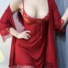 Três peças de tule sexy cueca sling camisola renda quente camisola feminina transparente pijamas sexy