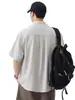 Roupas Masculinas Fengshe / Camisa Masculina de Linho de Manga Curta 2026 Nova Coleção de Verão Retrô Japonês Casual Manga Meia