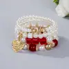 Direto do fabricante: Pulseira boêmia, joia feminina criativa, pingente de letra em formato de coração, pulseira de cordão elástico multicamadas